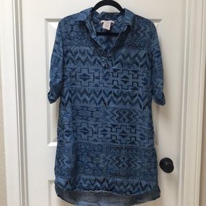 denim jean chambray Aztec tribal southwest dress